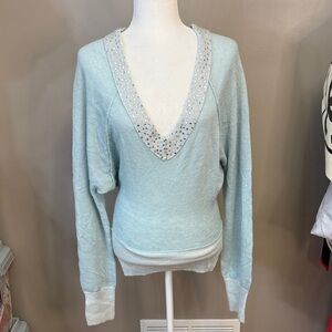 Free People Light Blue Sequin Sweater